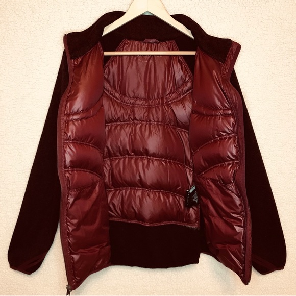 London Fog Down Filled Puffer Sweater Zip Jacket Size Large Burgundy Heather VTG - Picture 8 of 10